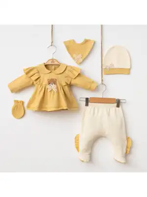 Miniycool 7056 Mnz Marka Cute Bear Yeni Doğan Hastane Çıkışı Kız 5li Set