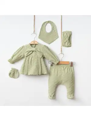 Miniycool 7065 Mnz Marka Fiyonk Detaylı Yeni Doğan Hastane Çıkışı Kız 5li Set