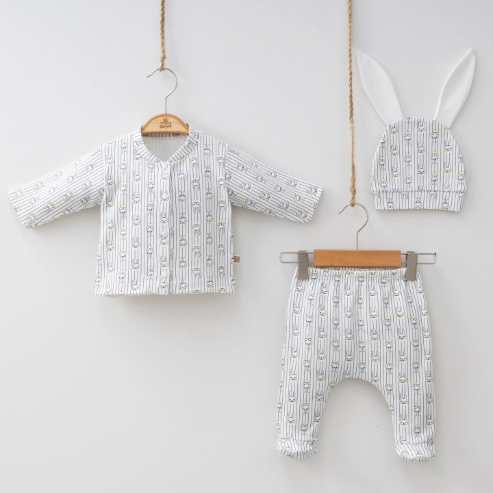 Miniycool 7054 Mnz Marka Rabbit Yeni Doğan Hastane Çıkışı Unisex 3lü Set