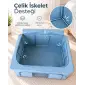 3 Adet Mavi Renk Baza Altı Çelik İskeletli Hurç 44 L