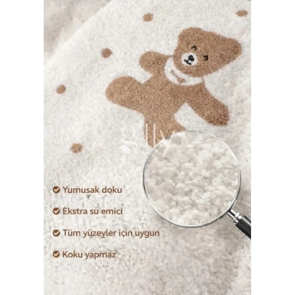 Sevimli Ayı Desenli Temizlik Bezi (Yumuşak Dokulu Bez, 3 adet)