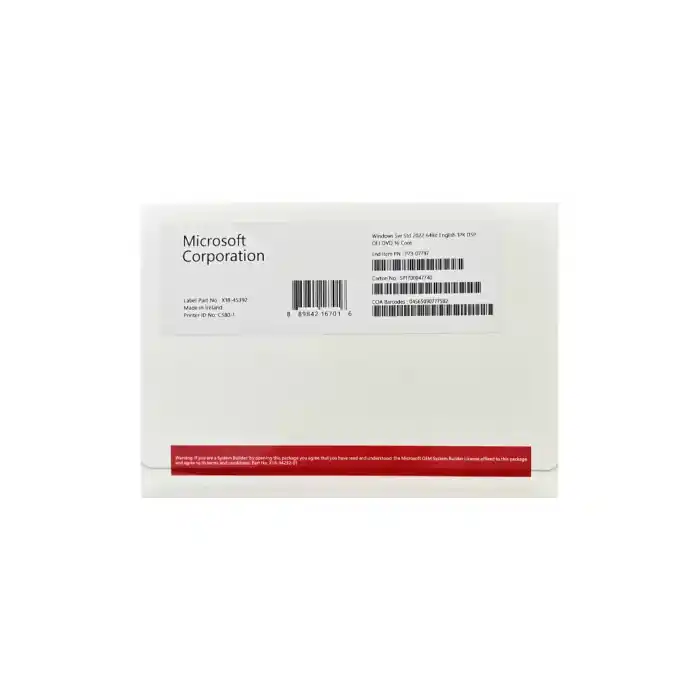 Microsoft Windows Server 2022 Standard OEM DVD Kutu