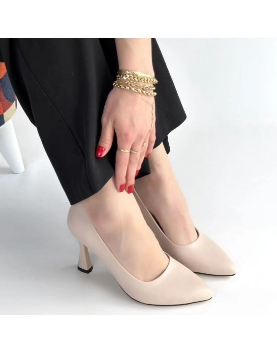 Ulba Bej Cilt Stiletto Ayakkabı