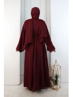 Kristal Taşlı Şallı Abaya 9205