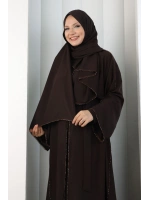 Kristal Taşlı Şallı Abaya 9205