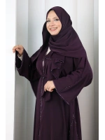 Kristal Taşlı Şallı Abaya 9205