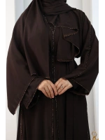 Kristal Taşlı Şallı Abaya 9205