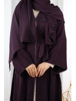 Kristal Taşlı Şallı Abaya 9205
