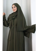Kristal Taşlı Şallı Abaya 9205