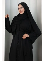 Kristal Taşlı Şallı Abaya 9205