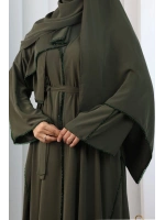 Kristal Taşlı Şallı Abaya 9205