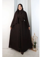 Kristal Taşlı Şallı Abaya 9205