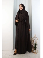 Kristal Taşlı Şallı Abaya 9205