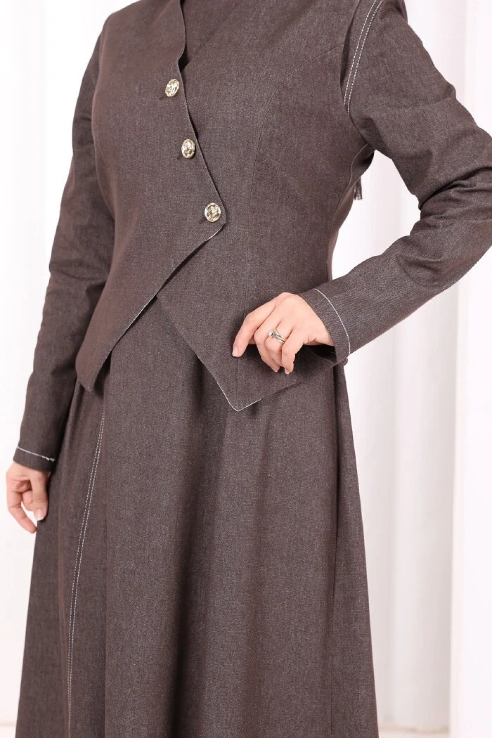 Yelekli Denim Elbise 6081