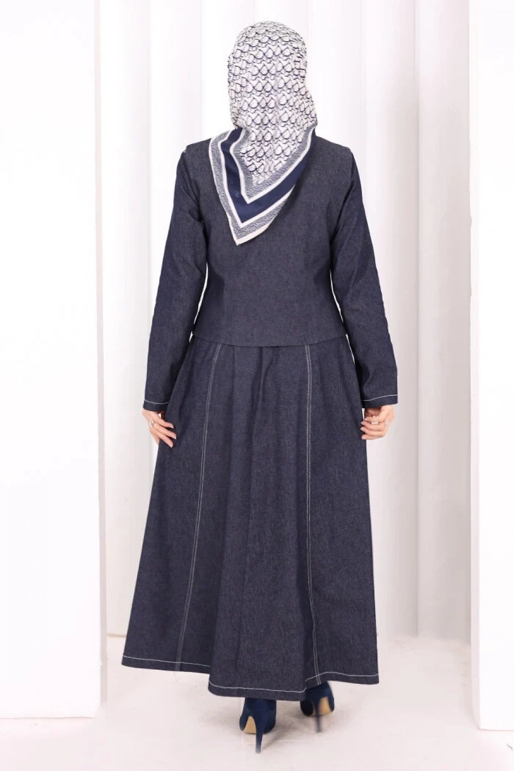 Yelekli Denim Elbise 6081