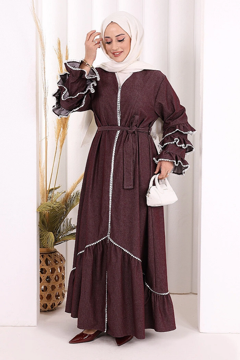 Fırfır Detaylı Abaya 6078