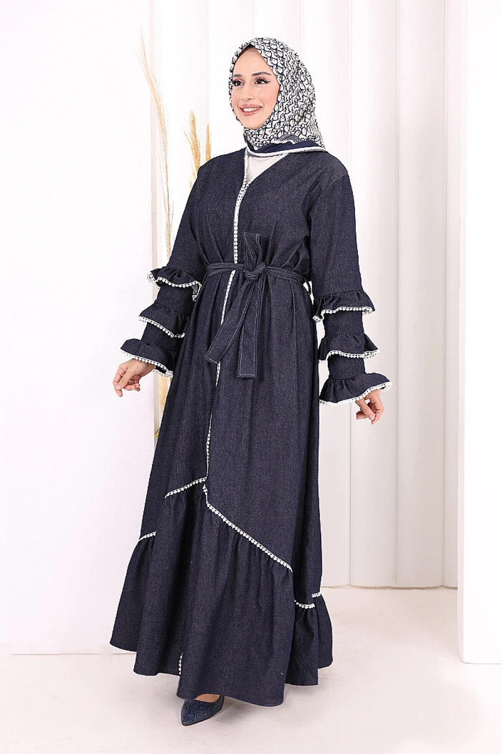 Fırfır Detaylı Abaya 6078