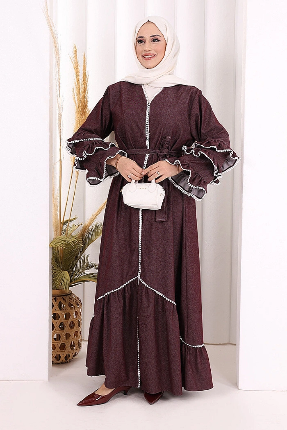 Fırfır Detaylı Abaya 6078