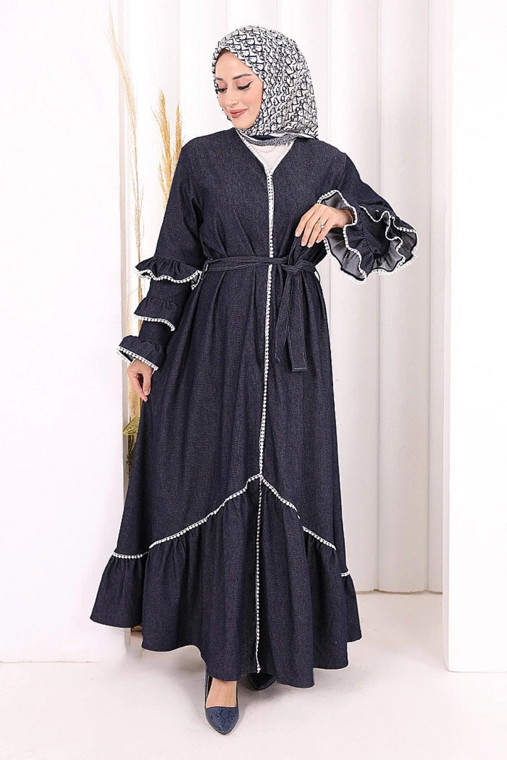 Fırfır Detaylı Abaya 6078
