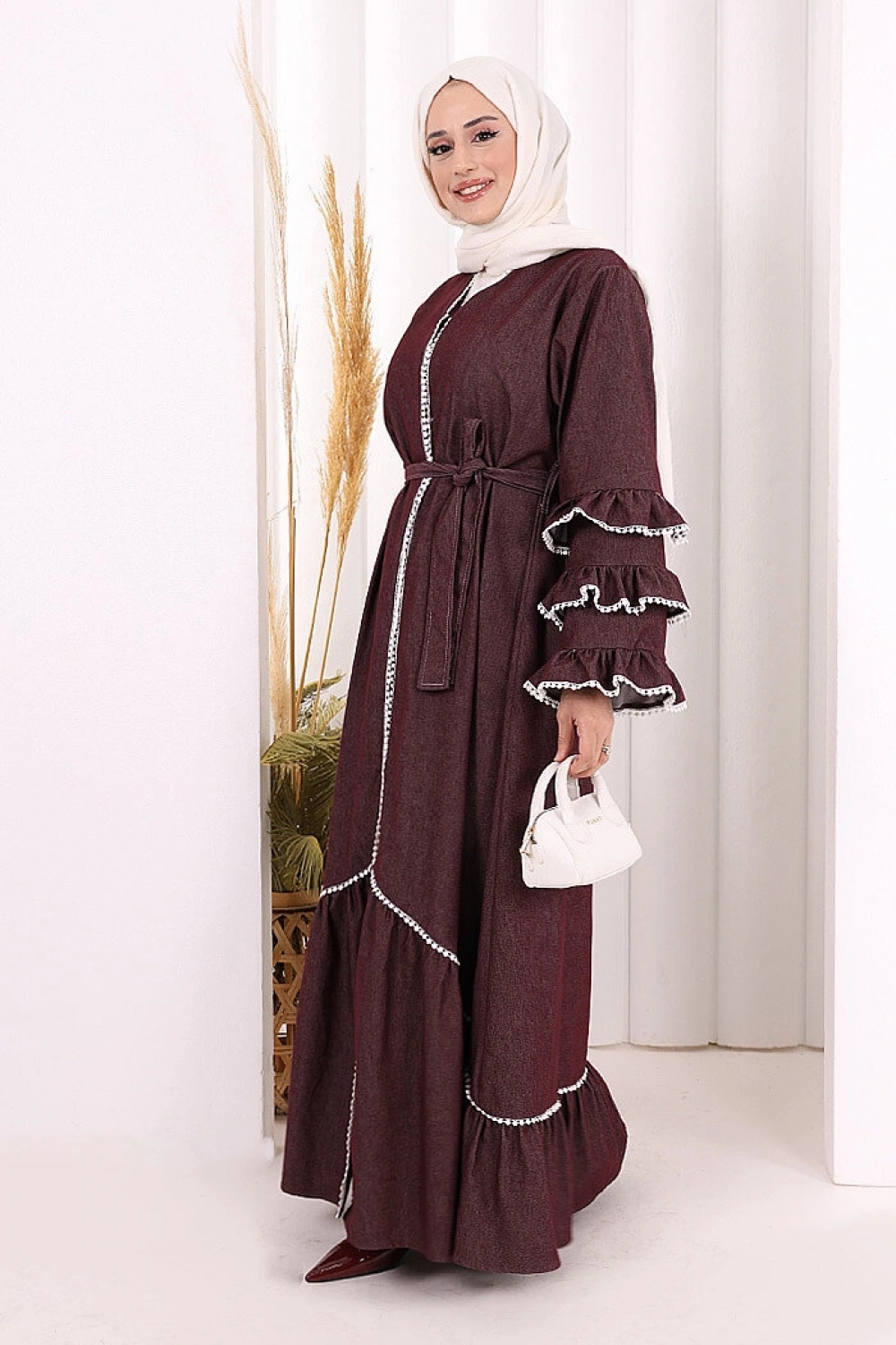 Fırfır Detaylı Abaya 6078