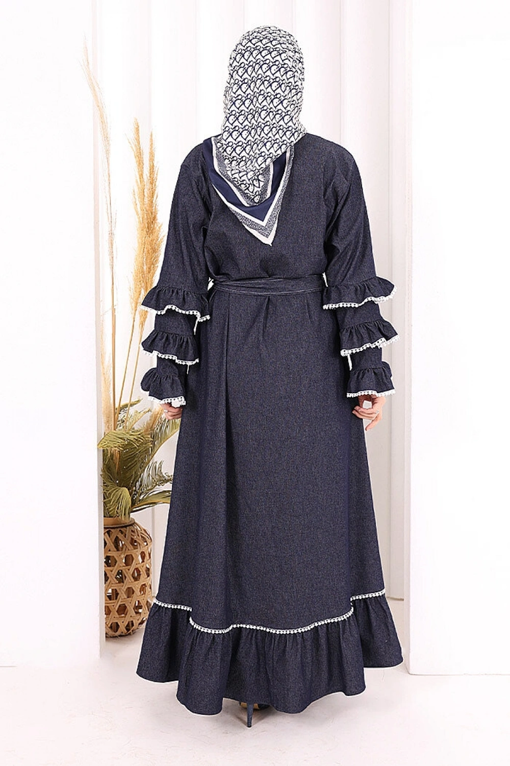 Fırfır Detaylı Abaya 6078