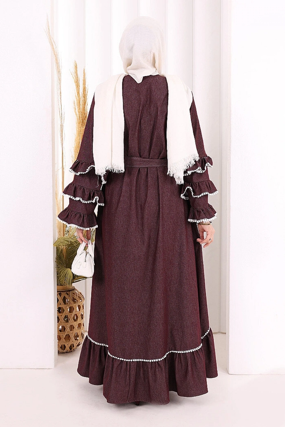 Fırfır Detaylı Abaya 6078