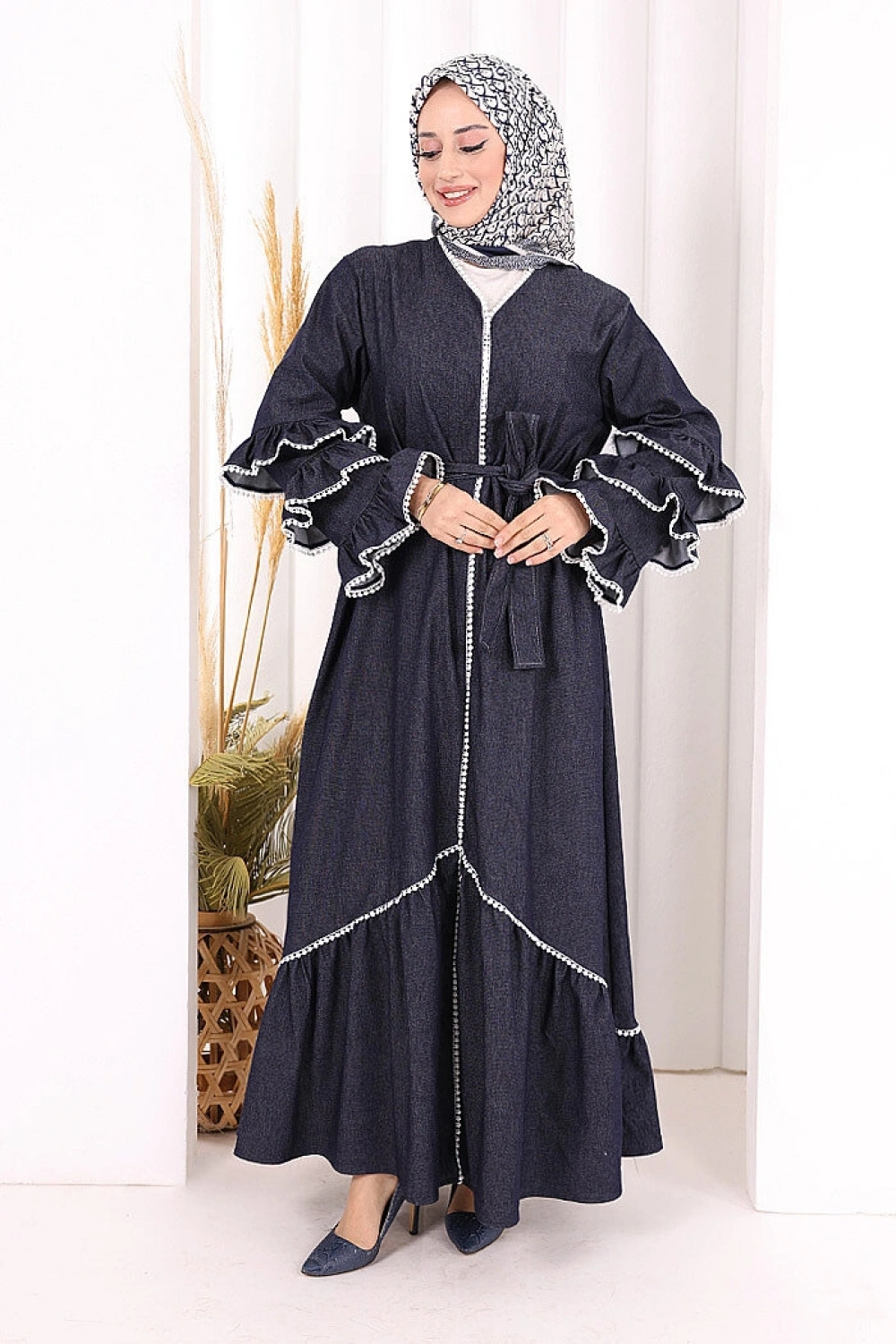Fırfır Detaylı Abaya 6078