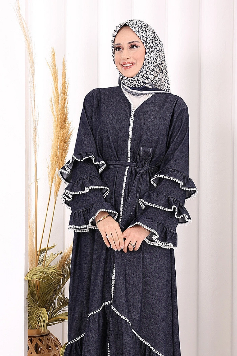 Fırfır Detaylı Abaya 6078
