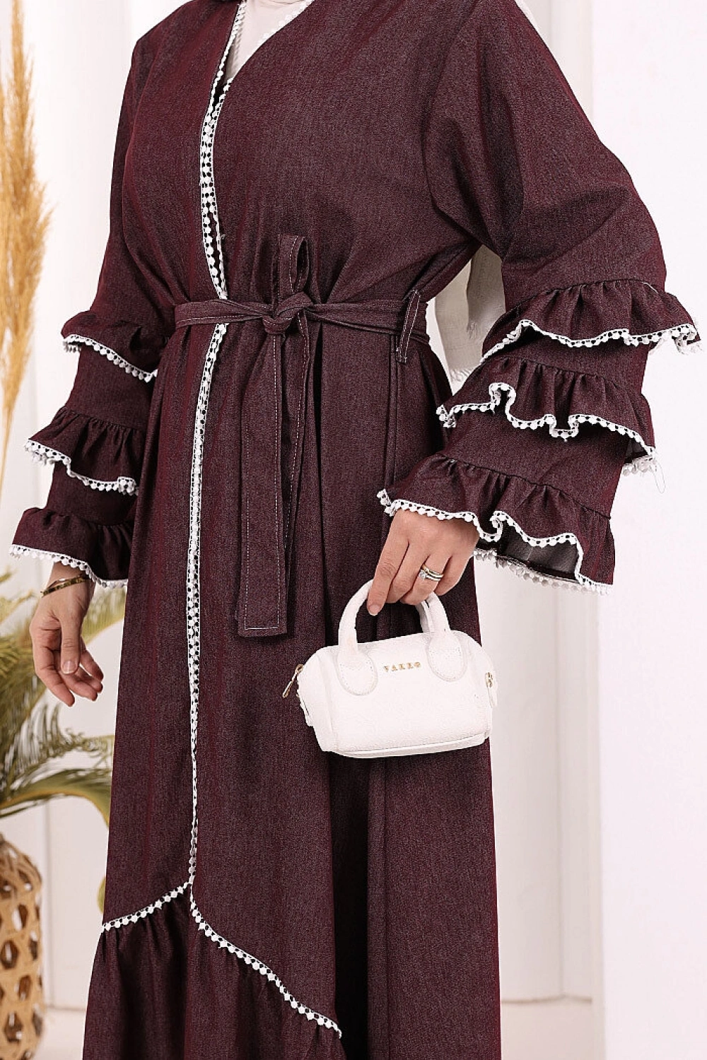 Fırfır Detaylı Abaya 6078