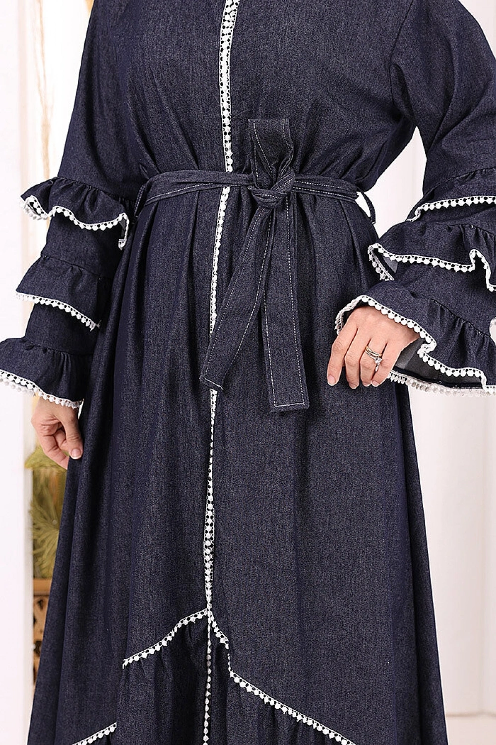 Fırfır Detaylı Abaya 6078