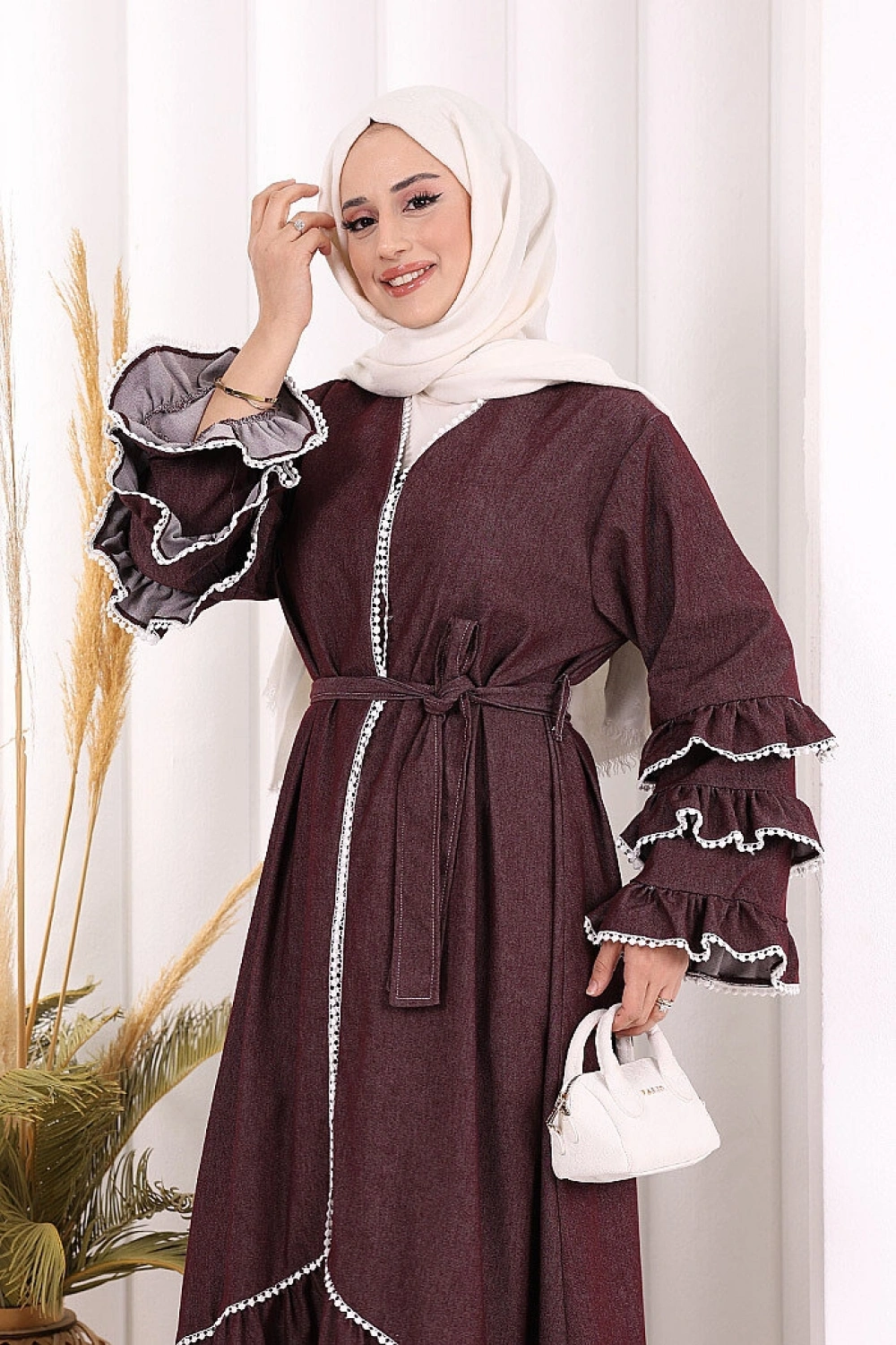 Fırfır Detaylı Abaya 6078