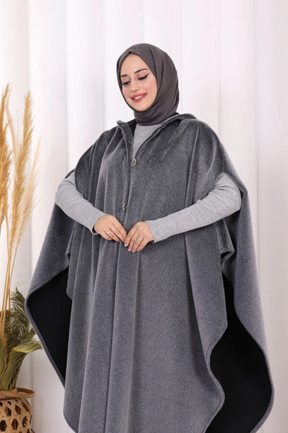 Foks Kumaş Kapşonlu Panço 70130