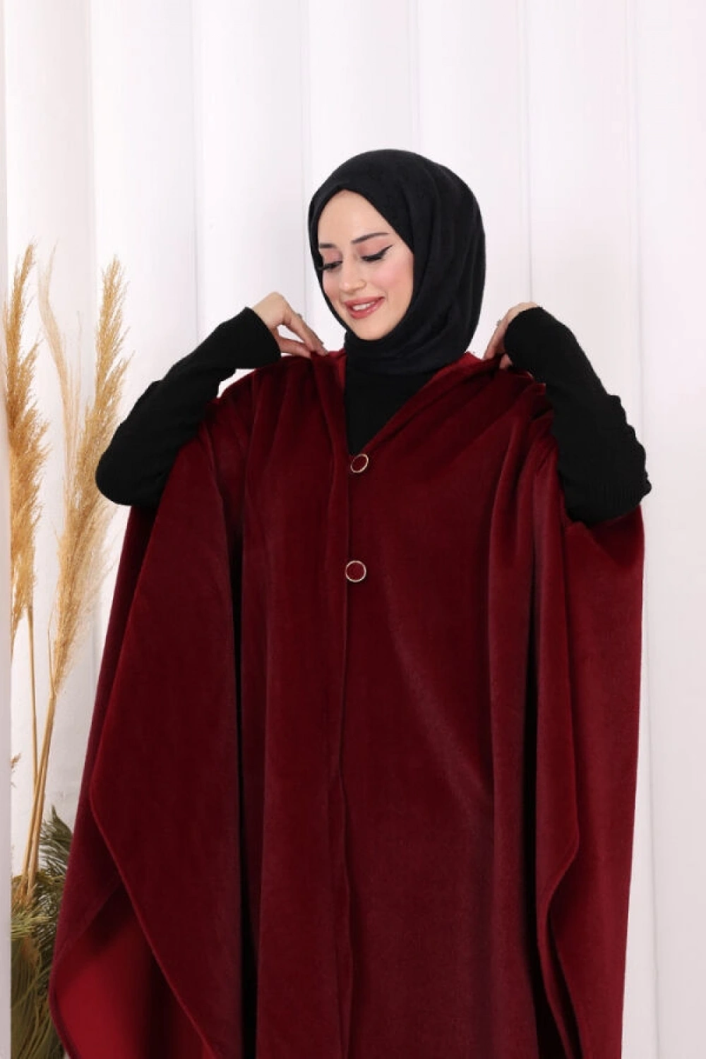 Foks Kumaş Kapşonlu Panço 70130