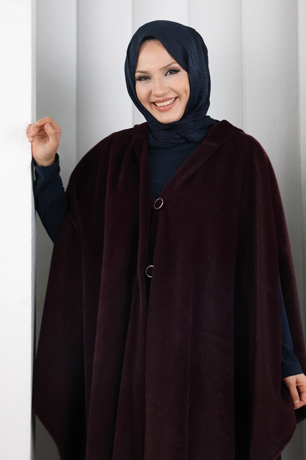 Foks Kumaş Kapşonlu Panço 70130