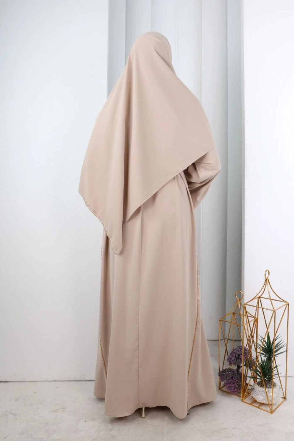 Kristal Taşlı Şallı Abaya 9205