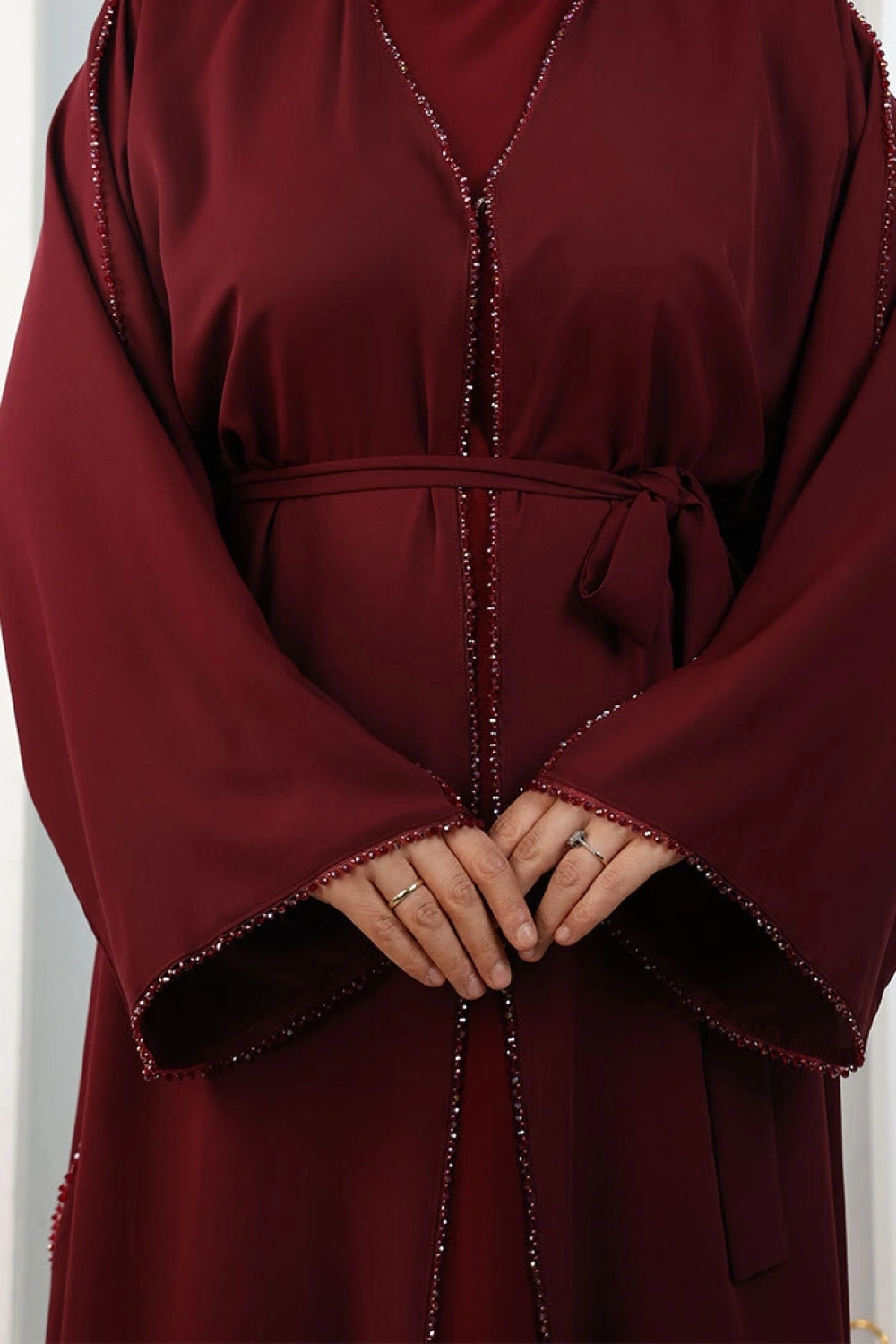 Kristal Taşlı Şallı Abaya 9205