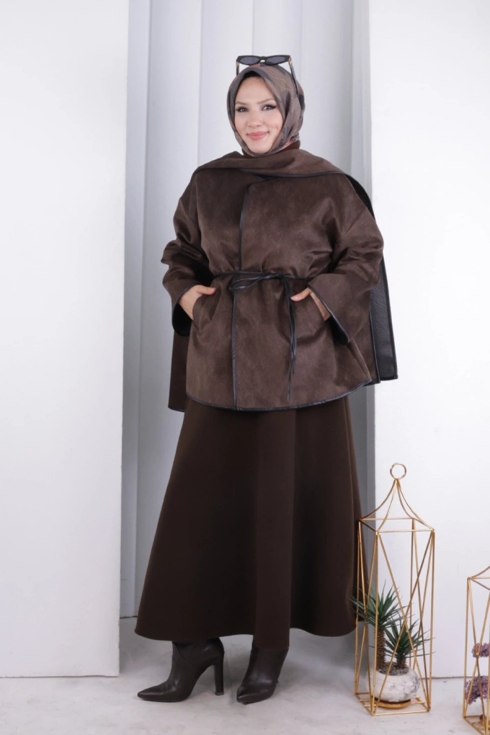 Pelerin Kemerli Ceket 1207