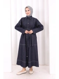 Düğmeli Denim Elbise 7070