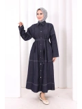 Düğmeli Denim Elbise 7070