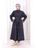 Düğmeli Denim Elbise 7070