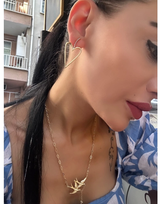 14 K Altın Kaplama Kalp Küpe