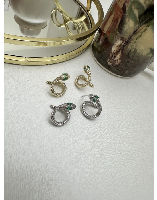 14K Kaplama Yılan Küpe