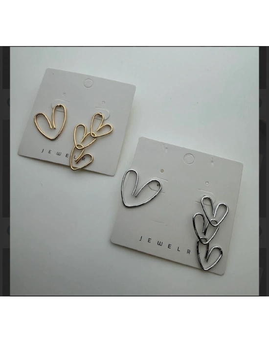 Kalp Tasarım Asimetrik Küpe