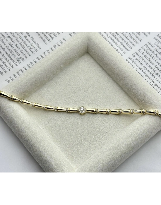 Altın Kaplama Taşlı Bileklik