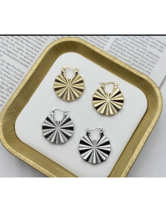 Yuvarlak Lazer İşlemeli Vintage Küpe