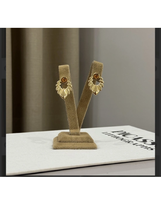 Vintage Taşlı Burgu Küpe