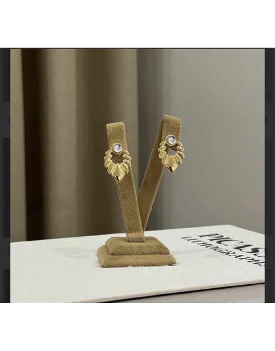 Vintage Taşlı Burgu Küpe