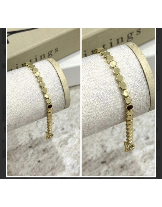 Basic Altın Kaplama Petek Model Bileklik