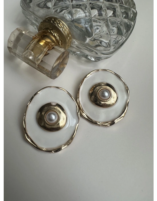 İnci Krem Plaka Küpe