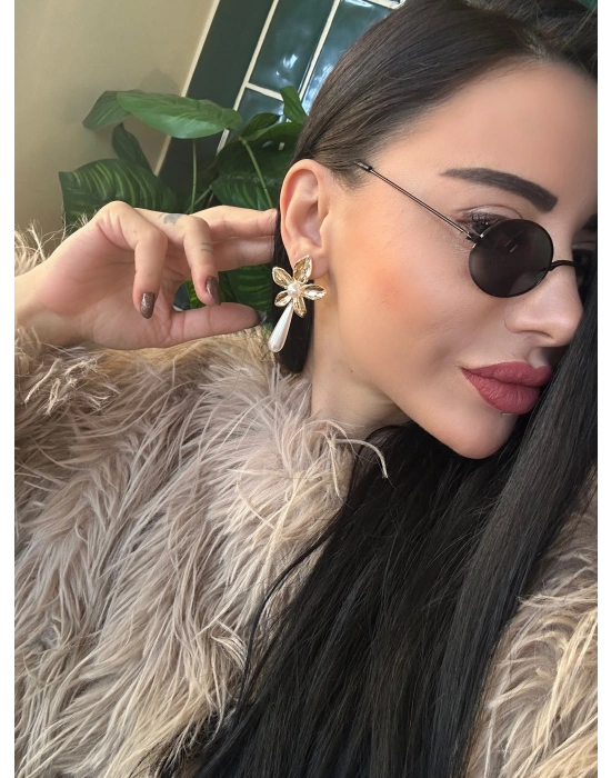 Çiçek Model İnci Küpe